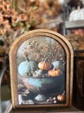 11" Pumpkins In Bowl Arch Framed Art
