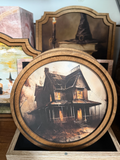 8" Round Halloween Haunted House Art
