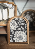 8" Black Floral Arch Framed Art