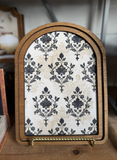 11" Cream Damask Framed Art