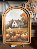8" Pumpkin Field Framed Art