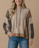 Curvy Floral Color Block Hoodie