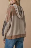 Curvy Floral Color Block Hoodie