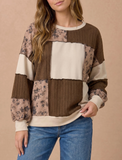 Curvy Floral + Cable Knit Patchwork Top