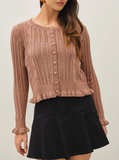 Ruffled Pointelle Cardigan