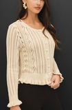 Ruffled Pointelle Cardigan