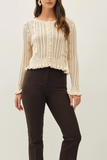 Ruffled Pointelle Cardigan