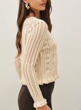 Ruffled Pointelle Cardigan