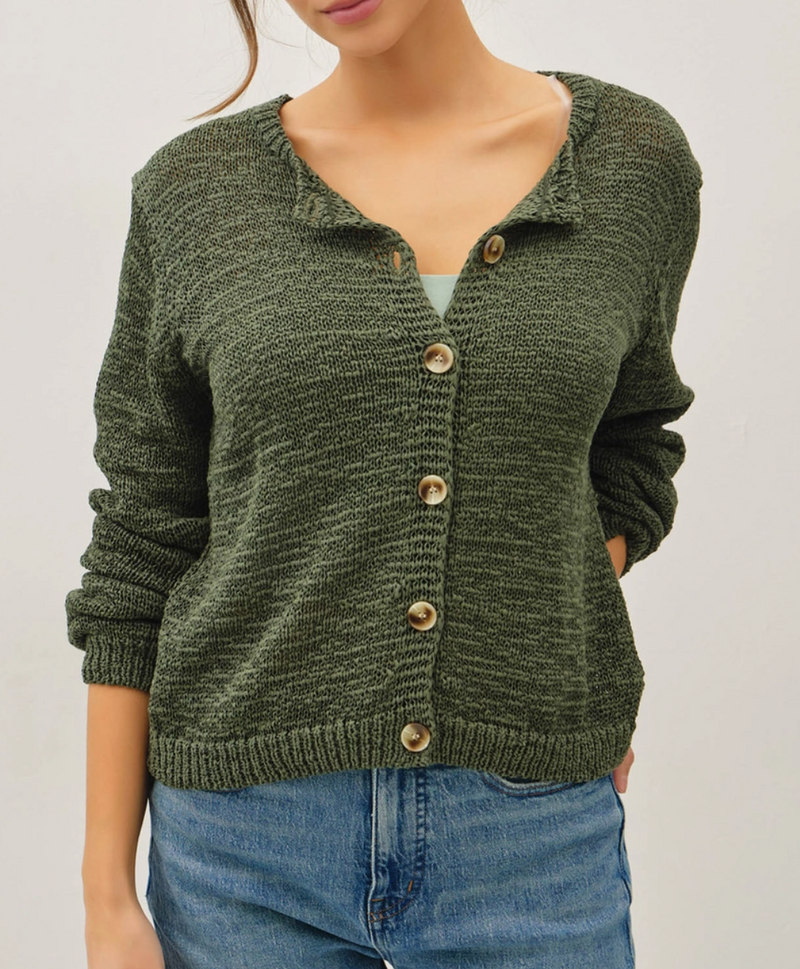 Volume Cuff Slubbed Cardigan