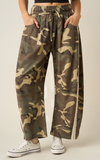 Camo + Lace Trim Barrel Pant