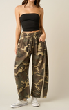 Camo + Lace Trim Barrel Pant