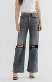 Mica High Rise Oil Distressed Wide Leg