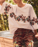 Floral Embroidered Knit Tee