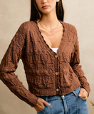 Scallop Edge Sweater Button Top