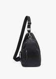 Nikki Faux Suede Sling Bag - Black