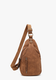 Nikki Faux Suede Sling Bag - Brown