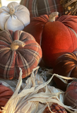 5" Harvest Plaid Fabric Pumpkin