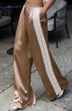 Satin + Lace Wide Leg Pant