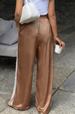 Satin + Lace Wide Leg Pant