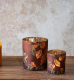 Glass Red Leaf Candle Holder