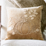 18" x 18" Mocha Velvet Pumpkin Pillow