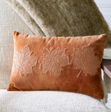 12" x 18" Velvet Burnt Orange Leaf Pillow