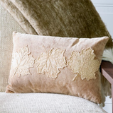 12" x 18" Velvet Tan Leaf Pillow