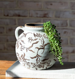 7" Moody Brown Leaf Pattern Vase