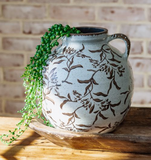 9" Moody Brown Leaf Pattern Vase