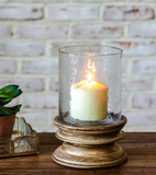 8.5" Gold Brush Wood Pillar Holder