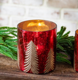 6" Red + Gold Tree Candle Holder