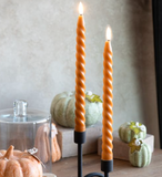 (2) Piece Orange LED Twist Taper Candle