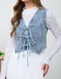 Leila Washed Bow Tie Vest