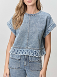 Mila Denim Fringe Short Sleeve
