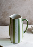 8.5" Matte Green Stripe Ceramic Pitcher