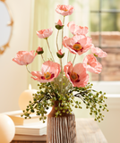 25" Fabric Poppy Spray - Peach Pink
