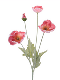 25" Fabric Poppy Spray - Hot Pink