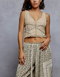 Lace Sleeveless Ribbed Tank