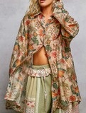 Boho Floral Oversized Button Up