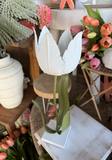 18.5" Metal Potted Tulip - White
