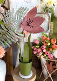21" Metal Potted Tulip - Pink