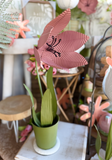 21" Metal Potted Tulip - Pink