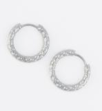 Waterproof Silver Hammered Huggie Hoop