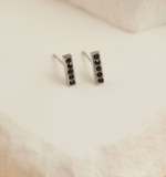 Waterproof Black Crystal Bar Studs