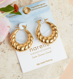 Waterproof Twisted Gold Chunky Hoop