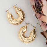 Nickel-free Gold Chunky Textured Hoop