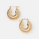 Nickel-free Gold Chunky Textured Hoop