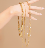 Waterproof 18" Gold Pearl + Bead Necklace