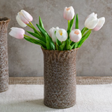 7.5" Mocha Speckle Ruffle Vase