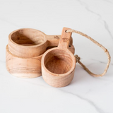 Set Of (3) Acacia Wood Measuring Cups
